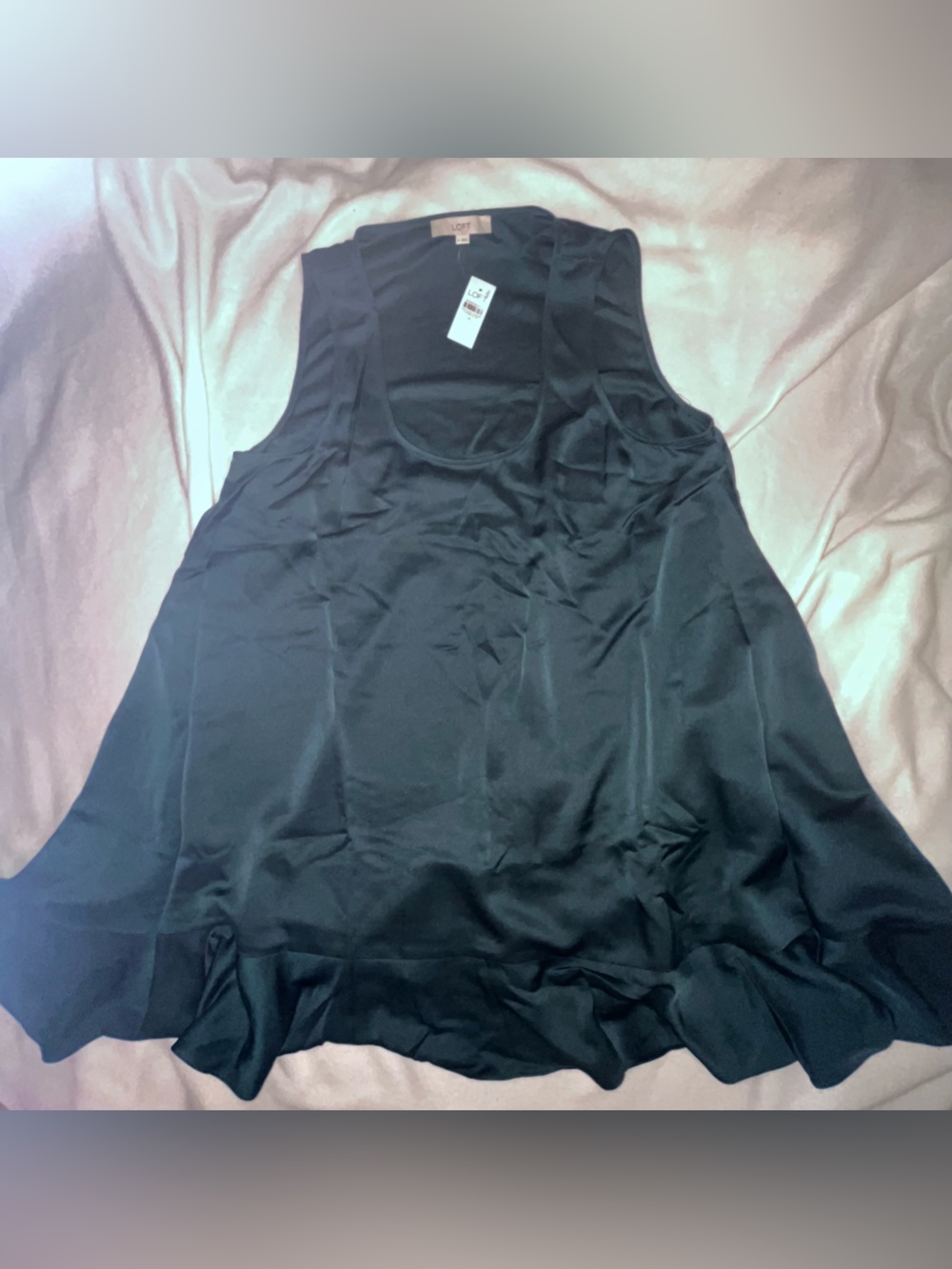 NWT LOFT Dark Teal Satin Tiered Peplum Sleeveless Cami Tank Top Size 18